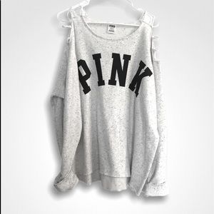 PINK Slit Shoulder Crewneck Seeatshirt!